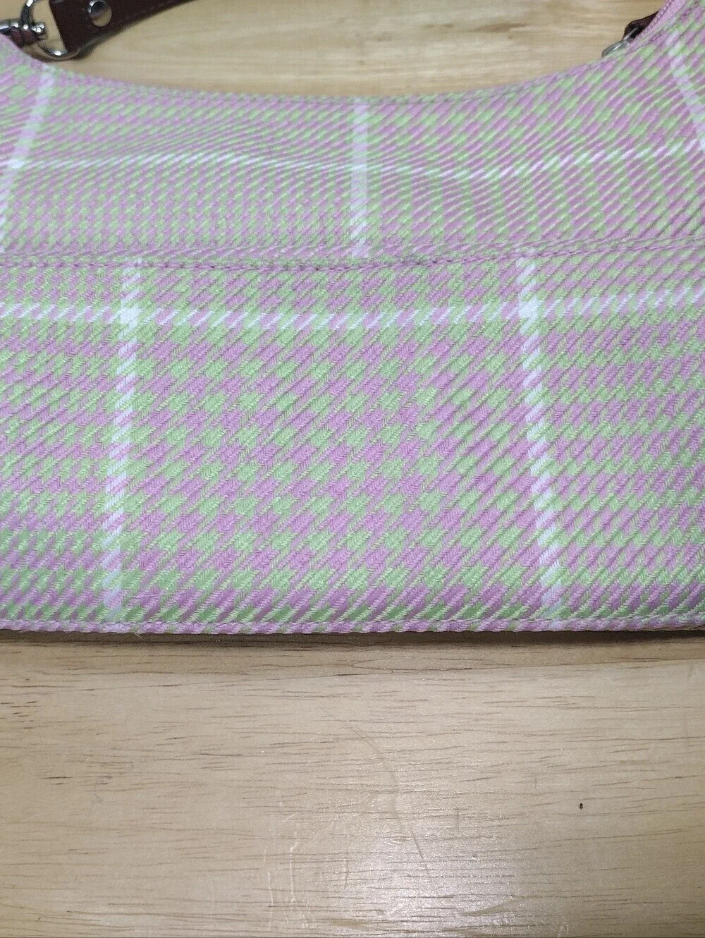 Lauren By Ralph Lauren Pink Houndstooth Baguette Shoulder Bag